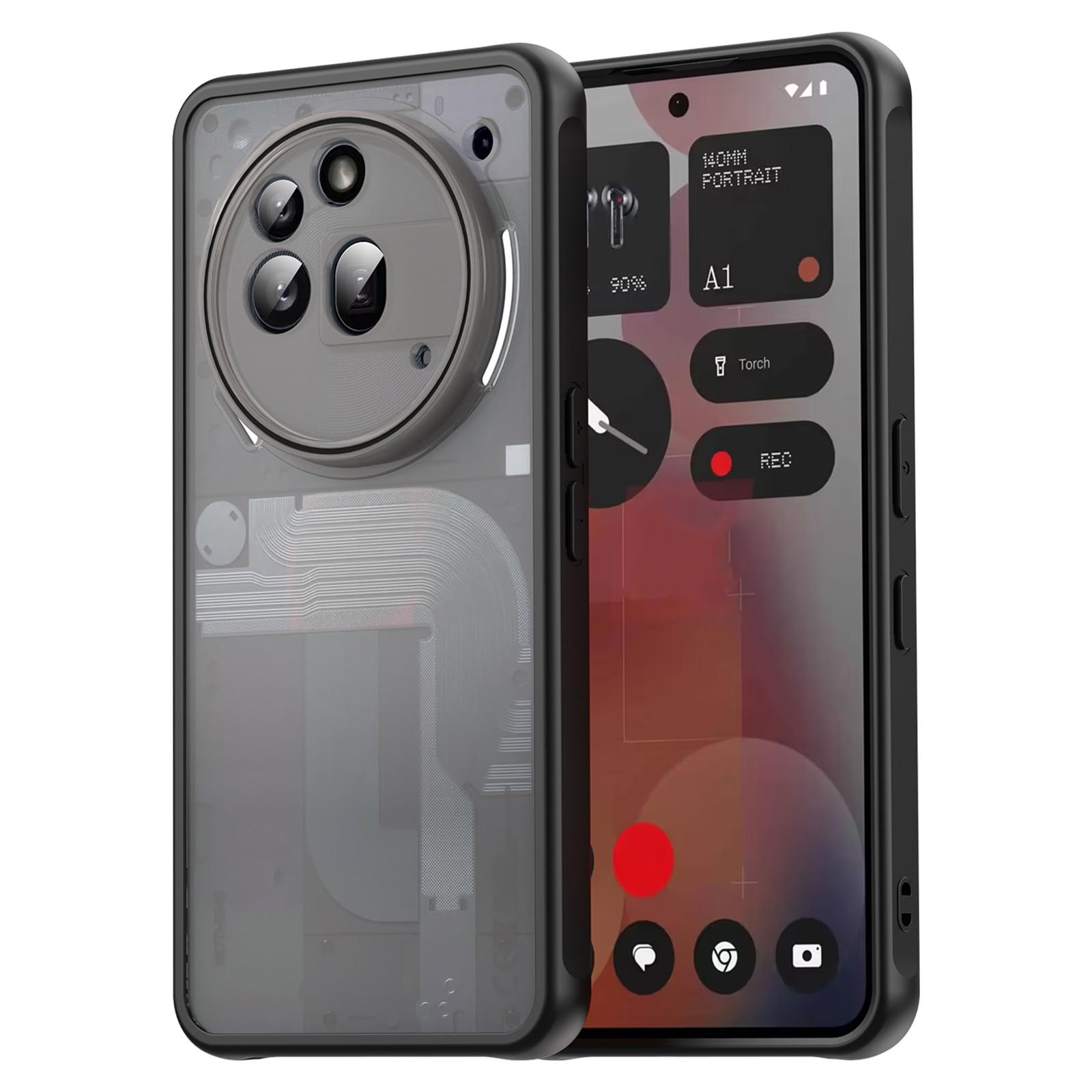 

For Nothing Phone (3a) Pro Case Drop Proof Airbags Frosted Translucent PC+TPU Phone Back Cover Black