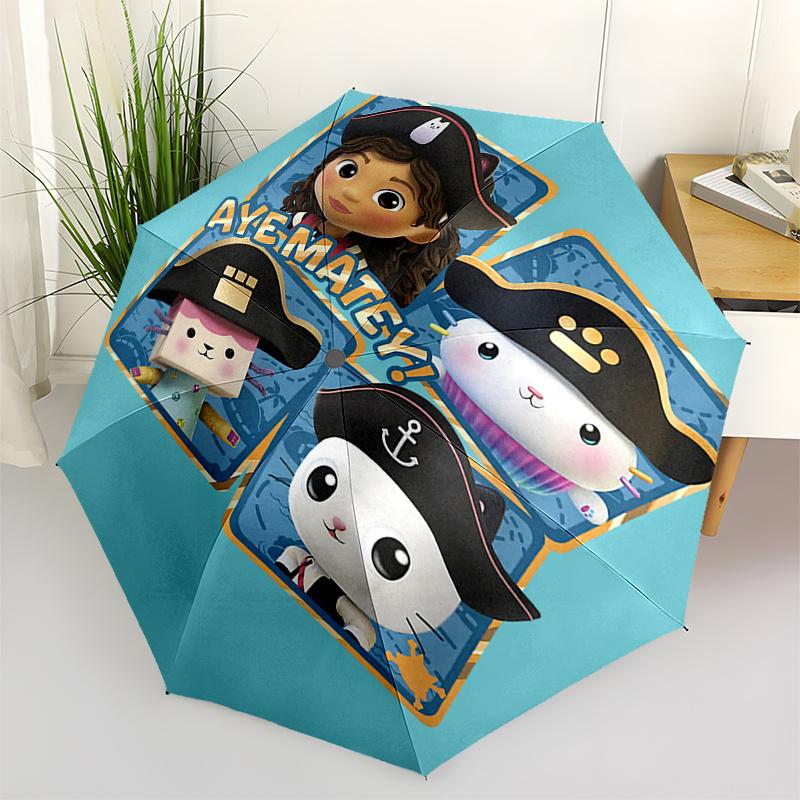 Gabby's Dollhouse Adventure:Automatic Opening/Closing Umbrella with Foldable Design and Iron Frame Perfect for Fans,Travelers,Daily Use