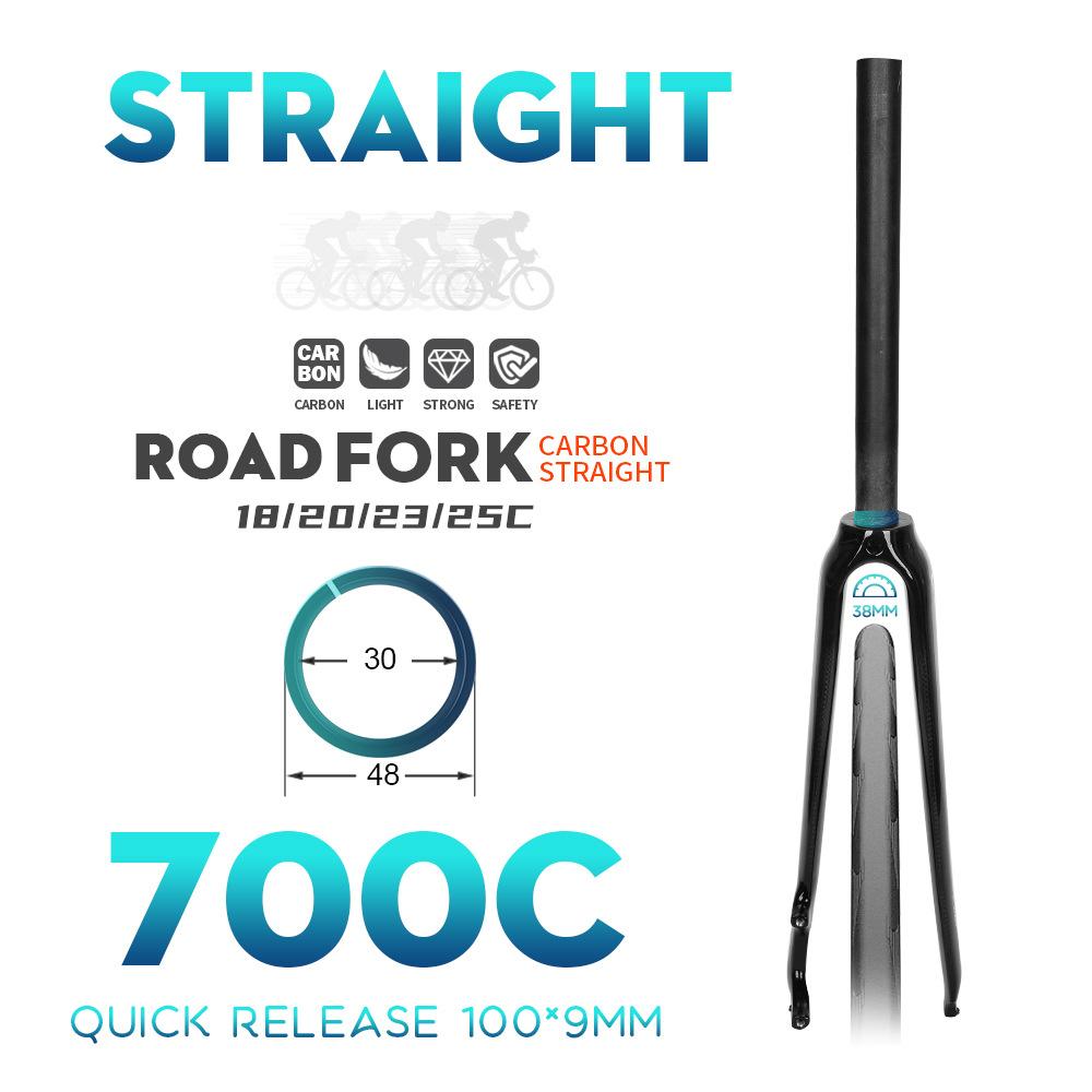 DODICI All Carbon Fiber Highway Straight/Spinal Front Fork 700 C Disc Brake 28.6MM 74mm Fixed Gear Fork Straight QR