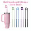 Escova Longa para Canudo de Silicone Reutilizável Limpador de Canudo para Copos Escova Durável de Tamanho Duplo Utensílios de Cozinha