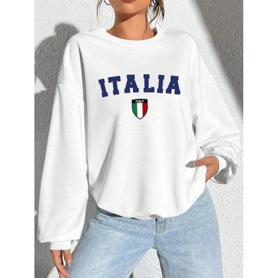 Versatile White Casual Pullover with Letter Print