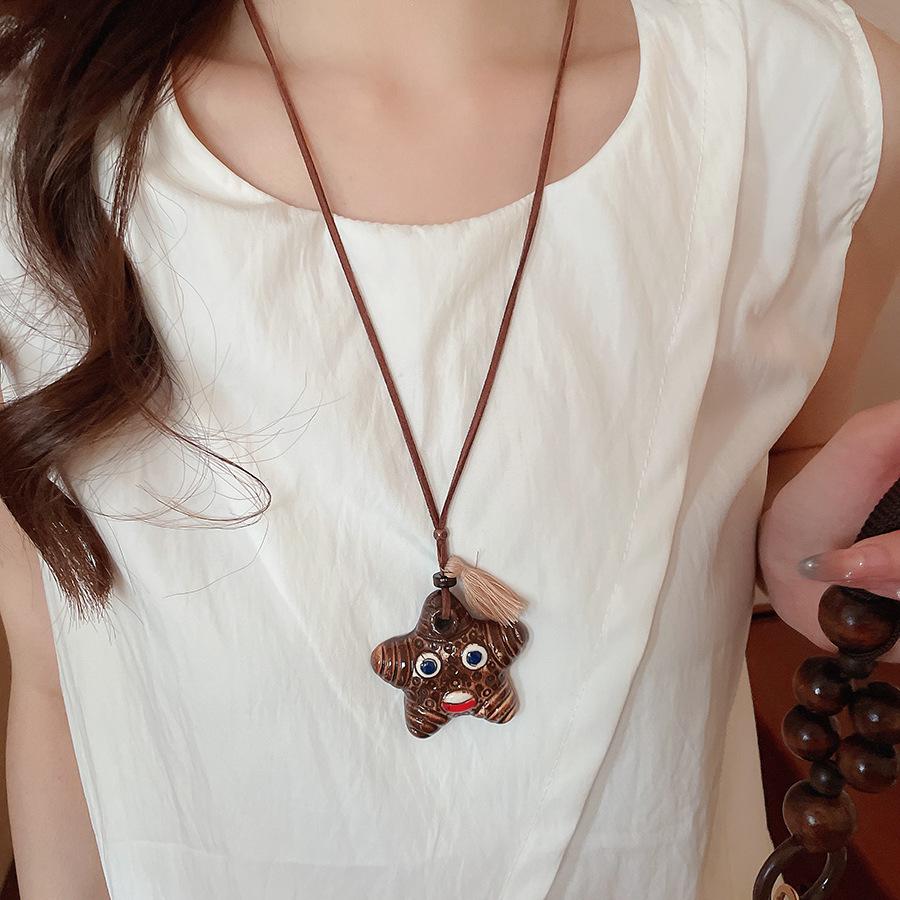 Bohemian Coffee Vintage Tassel Necklace, Ethnic Butterfly Pendant, 2025 Sweater Chain.