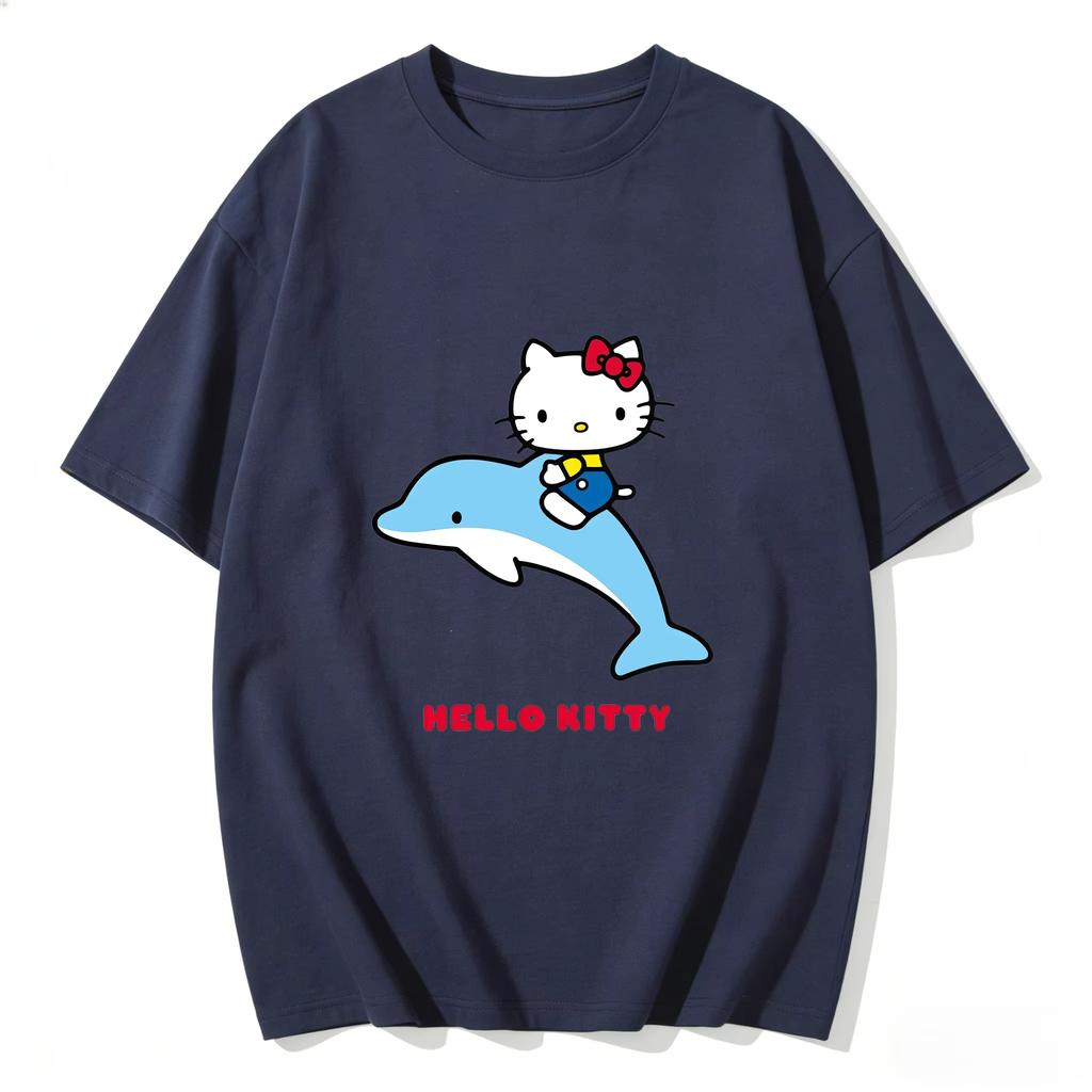 2026 new Summer HelloKitty Cute Graphic Tee Casual Short Sleeve Cotton Top for Women Girls Kawaii Cartoon Print Streetwear