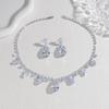 Set Fashion Trend Zircon Earrings & White Water Drop Necklace Jewelry
