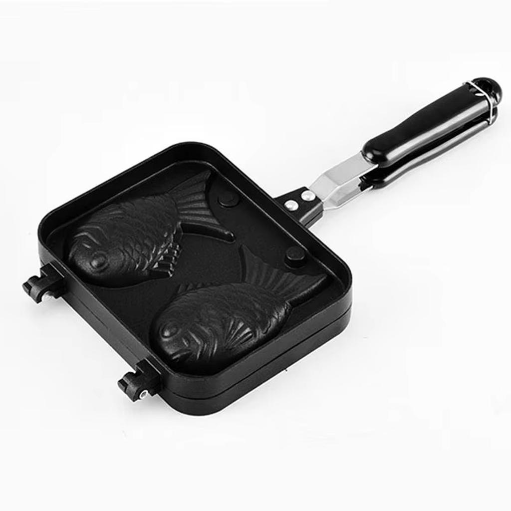 Non-stick Dobbelsidet Taiyaki Fiskform Vaffeljern Støbejernsform til Hjemmebrug Gasblus Madlavningsform til Taiyaki og Snacks