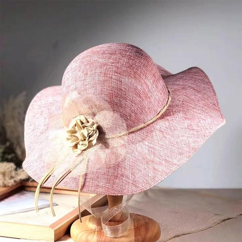 Summer Sun Hat Female Sunscreen Linen Fisherman Hat Sun Hat Beach Hat Travel Wild Flower Straw Hat Beach Seaside Vacation Travel Sun Protection Hat
