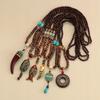 Wooden Necklace Nepal Buddhist Mala Amulet Beads Handmade