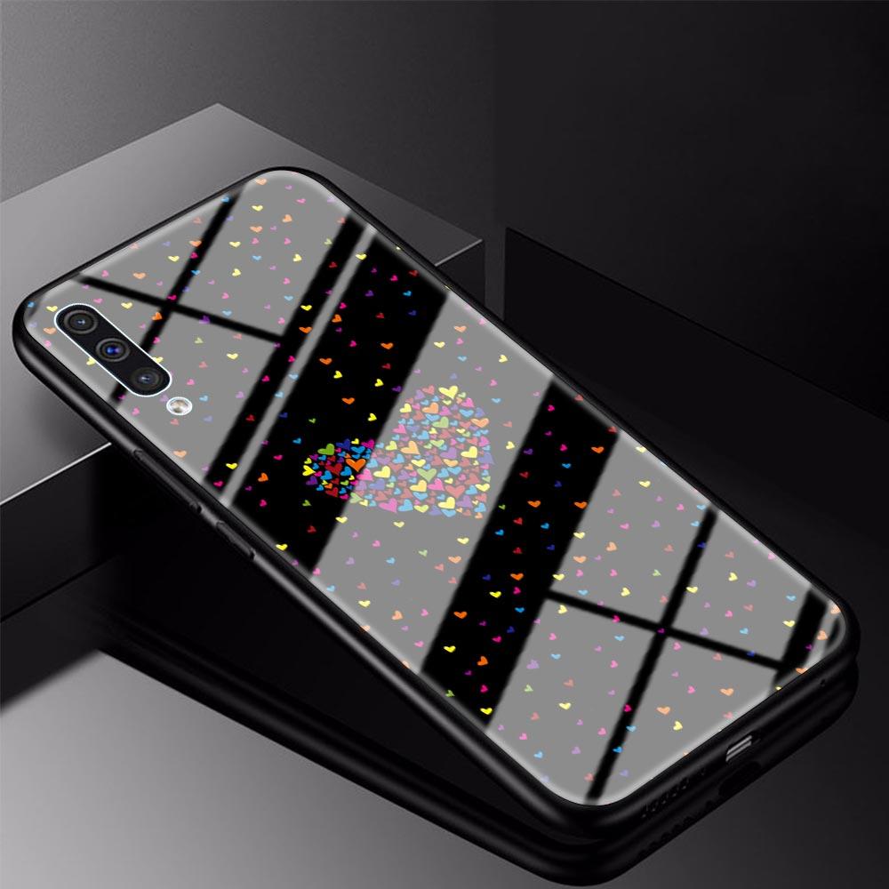 Glass Case For Samsung Galaxy A51 A50 A71 M31 A70 A10 A40 A30 A31 M51 Shockproof Phone Cover Back Shell Animal Cute Love Heart