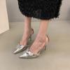 Fashion 2025 New Style  High Heels Sandals Women Summer Punk Goth Pointed Toe Party Shoes Woman Metallic Thin Heeled Dress Pumps Ladies