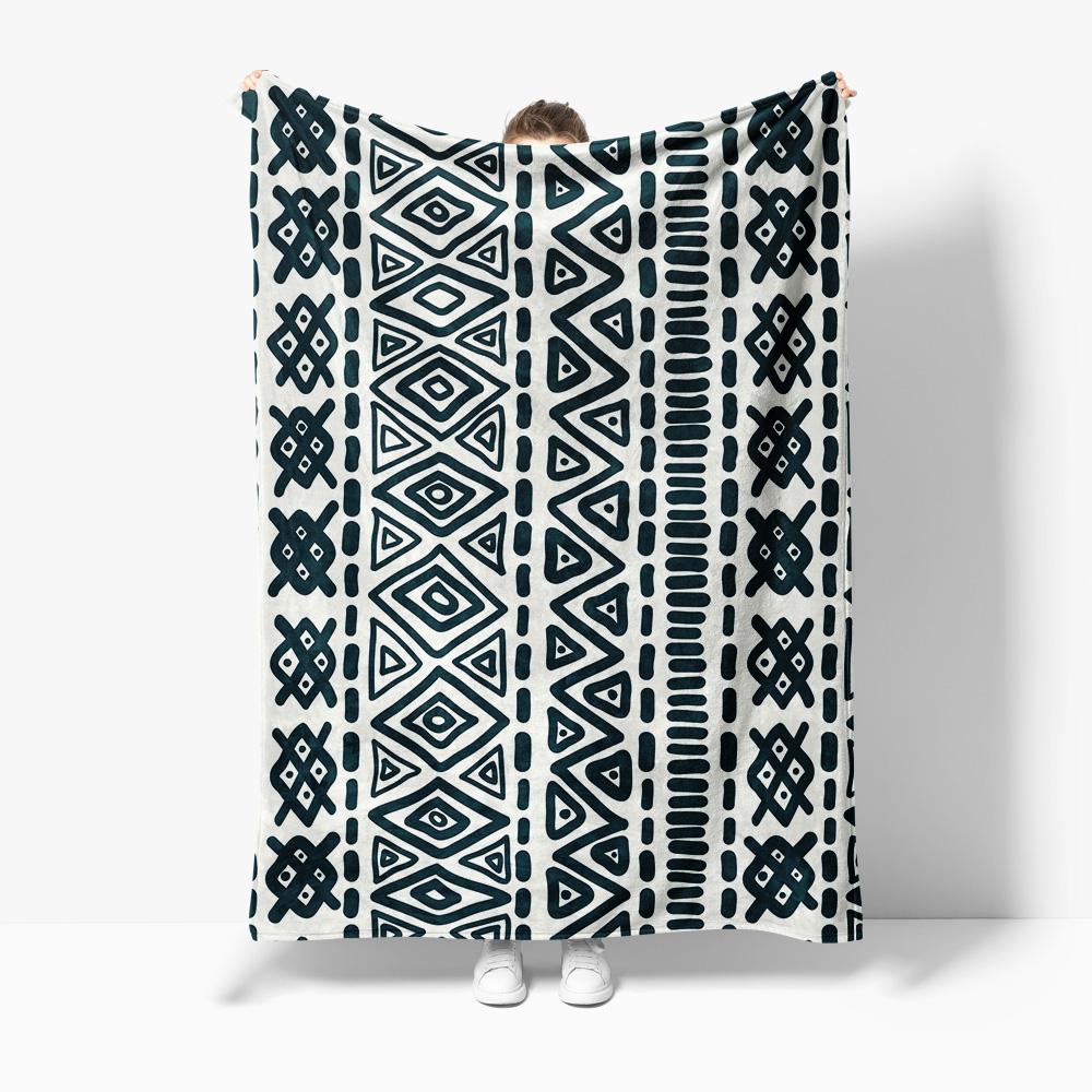 Black  White Geometric Pattern Throw Blanket Simple Bed Blanket Soft Cozy Throw for Sofa Home Decor Gift 75x100cm