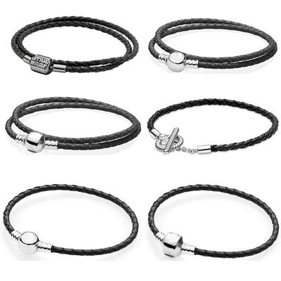 Fashion White Copper Bracelet Leather Rope T Buckle Braided Leather Bracelet Bracelet Fashion Hundred