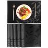Excovip Black Leaf Pattern Placemats, Nordic Style, Minimalist, Woven, Oil-Resistant, Non-Slip, Insulated, Washable, Rectangular, Imitation Linen PVC