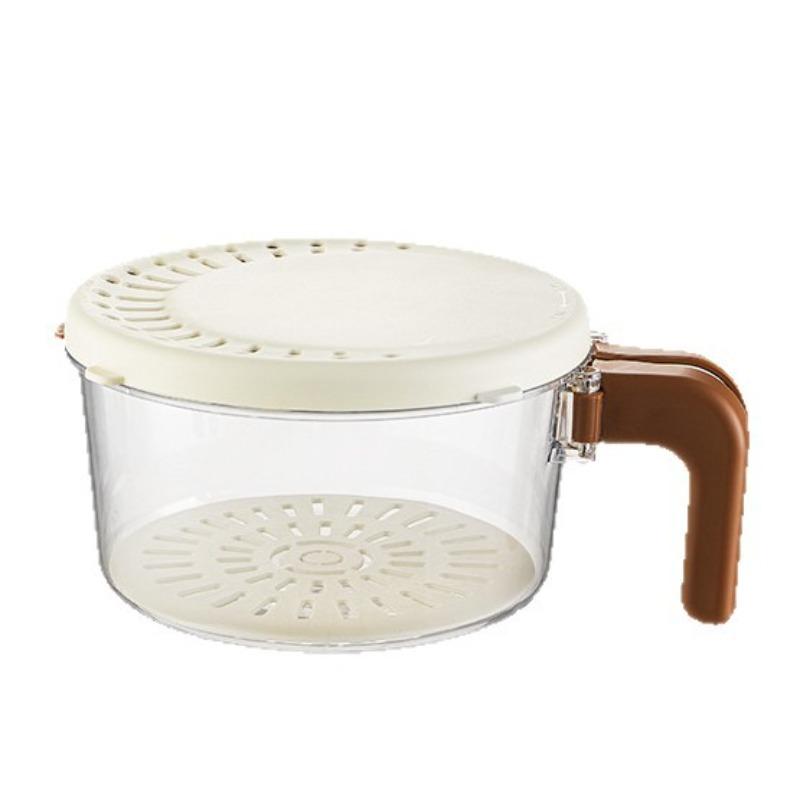 Draining Vegetable Basket with Handle Lid Draining Storage Box Vegetable Preservation BoxMulti-functional Kitchen