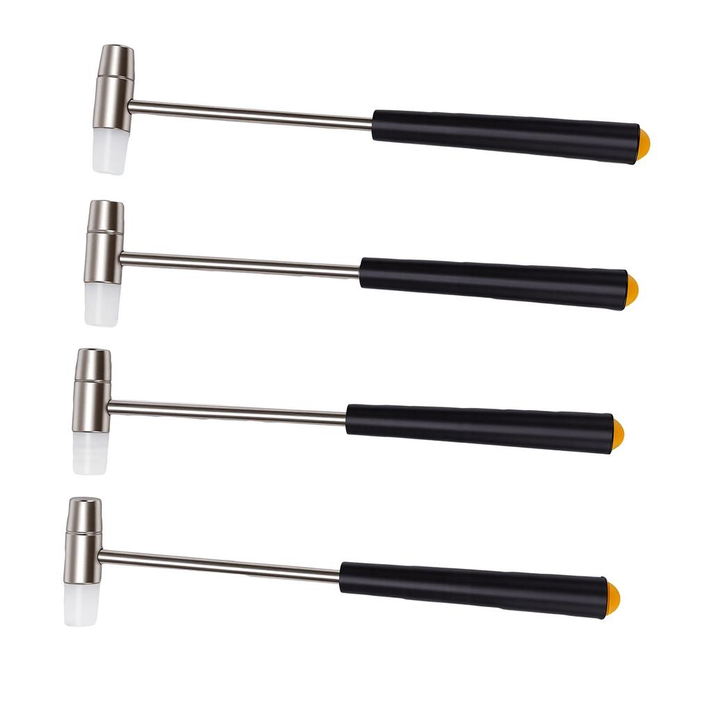4PCS Soft and Hard Mallet Hammer Dual Head Small Hammer with Black Handle for Watch Repair Precise Crafting 4PCS