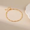 Women 18k Gold Plated Brass Rhombus Minimalist Thin Chain Anklet