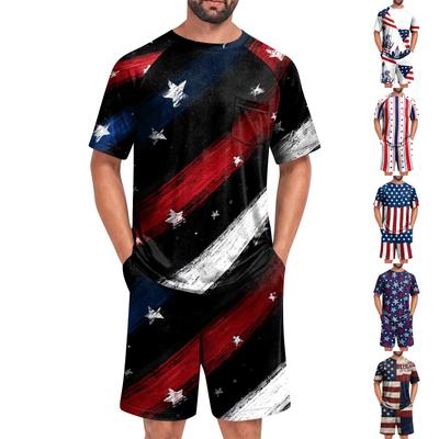 Men's Two Piece Sleepwear Set Short Sleeve Top and Shorts Lightweight Comfortable Soft Fabric Lounge Pajama Set for Summer Homewear
