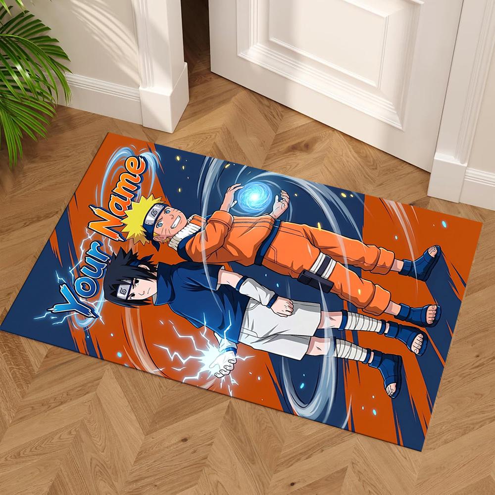 Naruto Character Customizable Name Floor Mat Perfect for Balcony Dormitory Outdoor Playrooms Antislip Carpet Office Home Decor