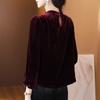 Jedwabny aksamitny top dla kobiet jesienny nowy styl aksamitny w stylu chińskim z długim rękawem temperamentna bazowa koszula