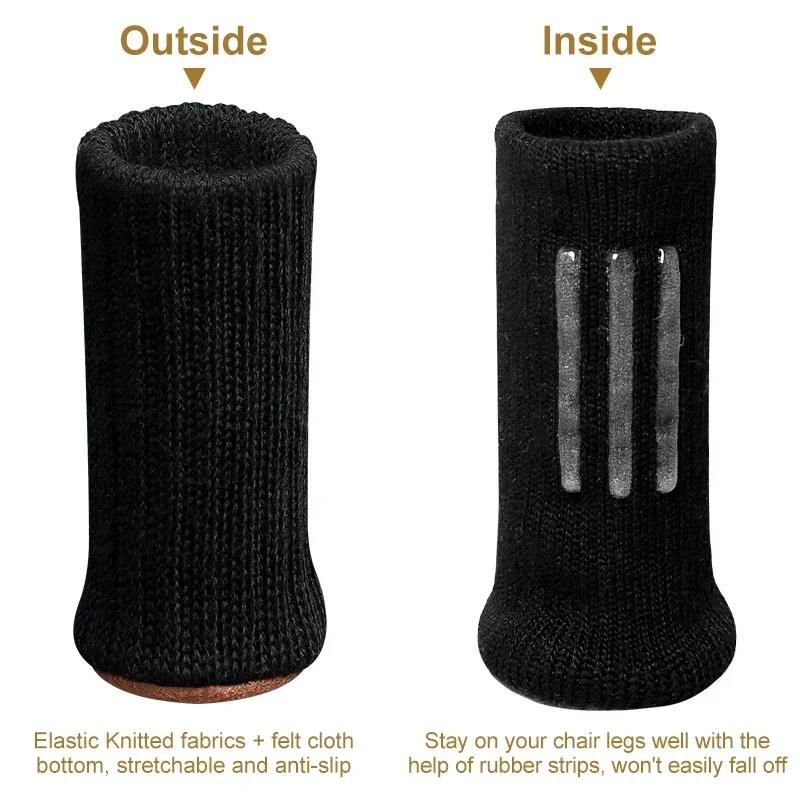 Multi-Color Knitted Silicone Chair Leg Socks with Anti-Slip Design for Floor Protection Prevent Scratches and Reduce Noise