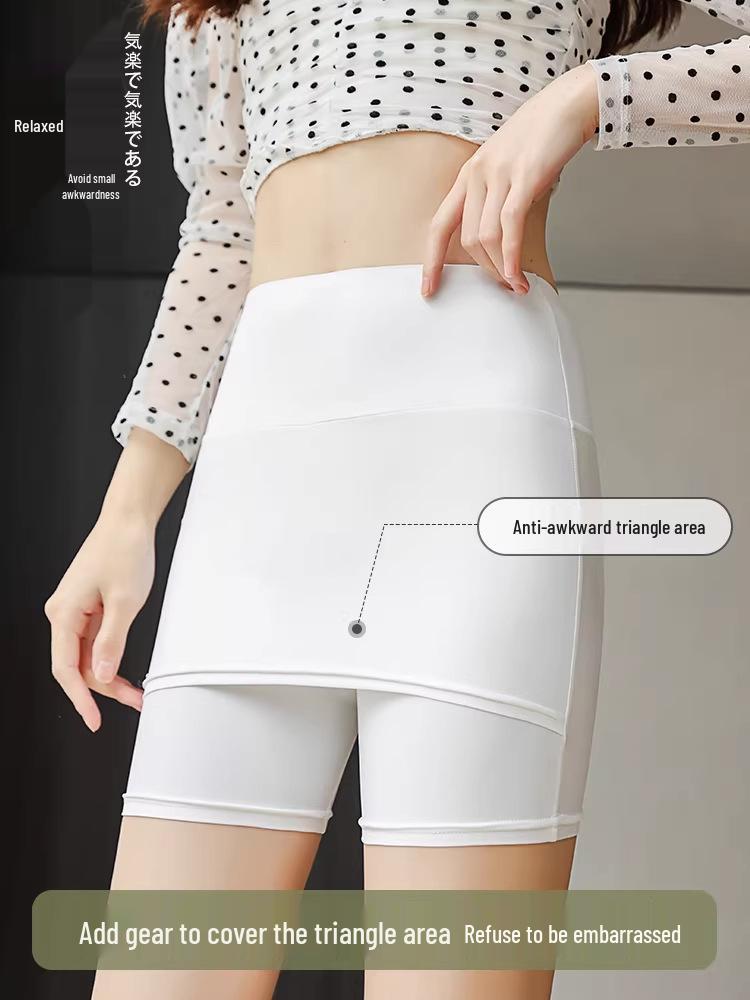 Women's Double-Layer High-Waisted Safety Pants - Pure Cotton, Antibacterial Crotch, Anti-Exposure, Lightweight Summer Wear, Outer or Base Layer.