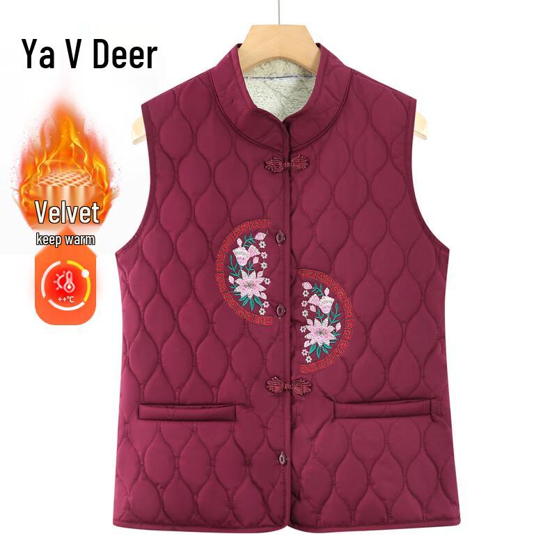 

Yalu Women s Winter Fleece-Lined Embroidered Vest 4XL