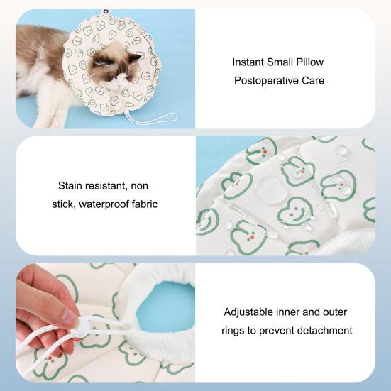 Padded Cat Cone Collar Adjustable Drawstring Pet Recovery Collar Soft Fabric Dog Cone Prevents Licking Biting Wound for Cats And Dogs