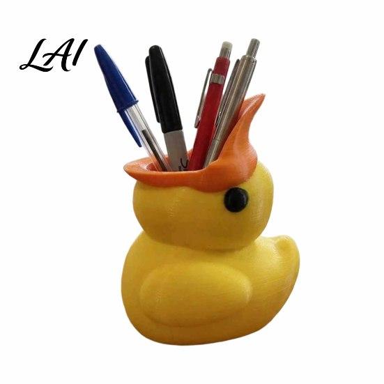 Back to School Gift Cute Yellow Duck Pencil Holder Creative PLA Stationery Organizer Stable Desktop Organizer Pen Cup Holder for Home Office