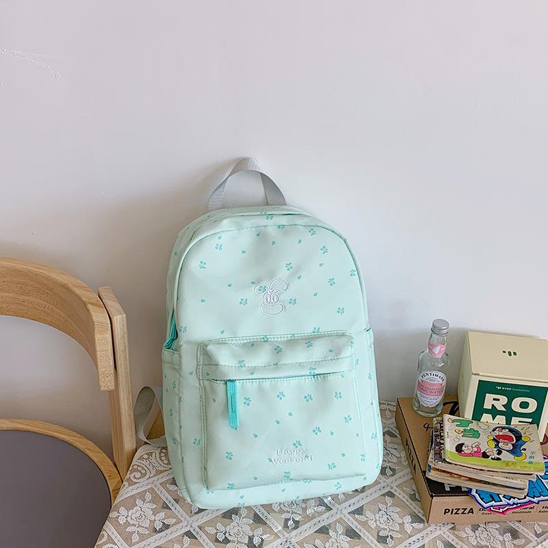 School bag fresh print shoulder junior high school bow girl Harajuku travel back