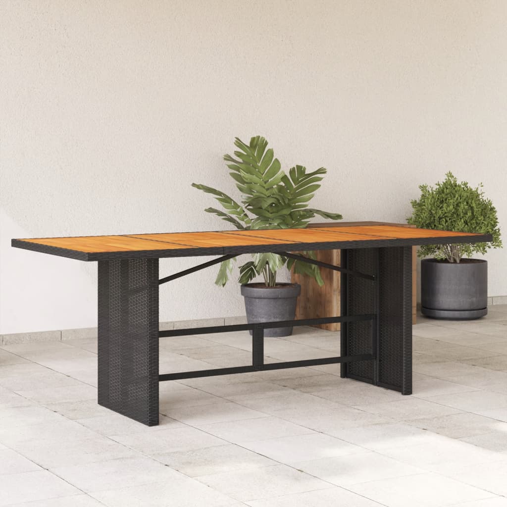 Garden Table with Acacia Wood Top 190 x 80 x 74 cm Poly Rattan