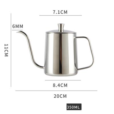 350ml/600ml Acciaio Inossidabile 304 con Tappo in Teflon Pentola per Birra a Mano Bocca Lunga per Uso Domestico Appeso Orecchio Caffettiera a Goccia Pentola Addensata Bocca Fine Pentola Utensili