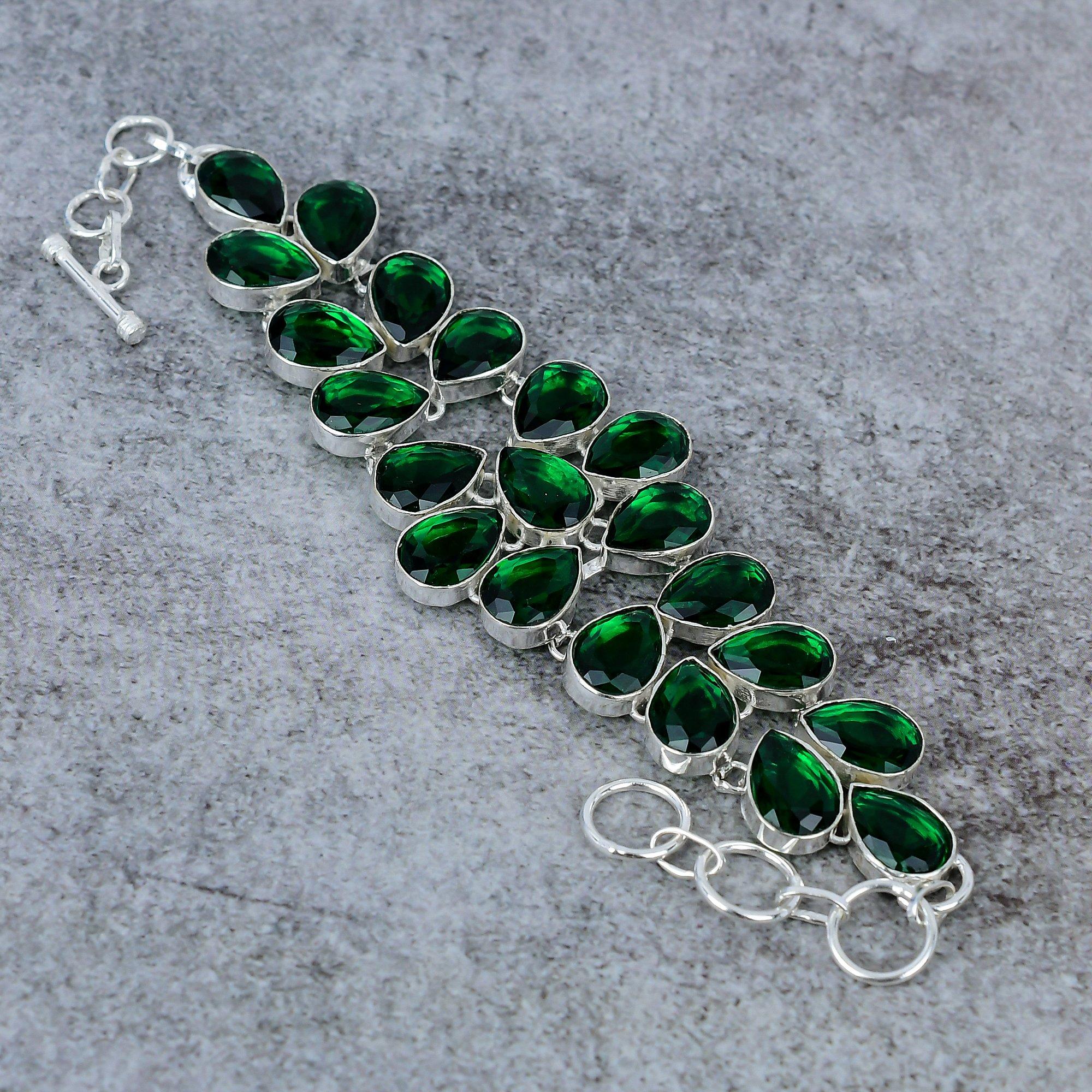 

Chrome Diopside Gemstone Handmade 925 Sterling Silver Bracelet 7-8 M-292