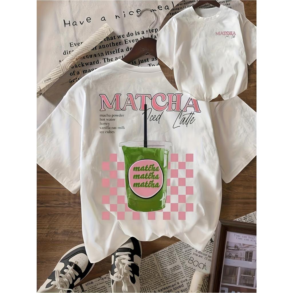 Matcha Coffee Y2k Unisexs Coffee Lover Aesthetic Floral Print Tshirt Soft Crew Neck Short Sleeve Top Tee Summer