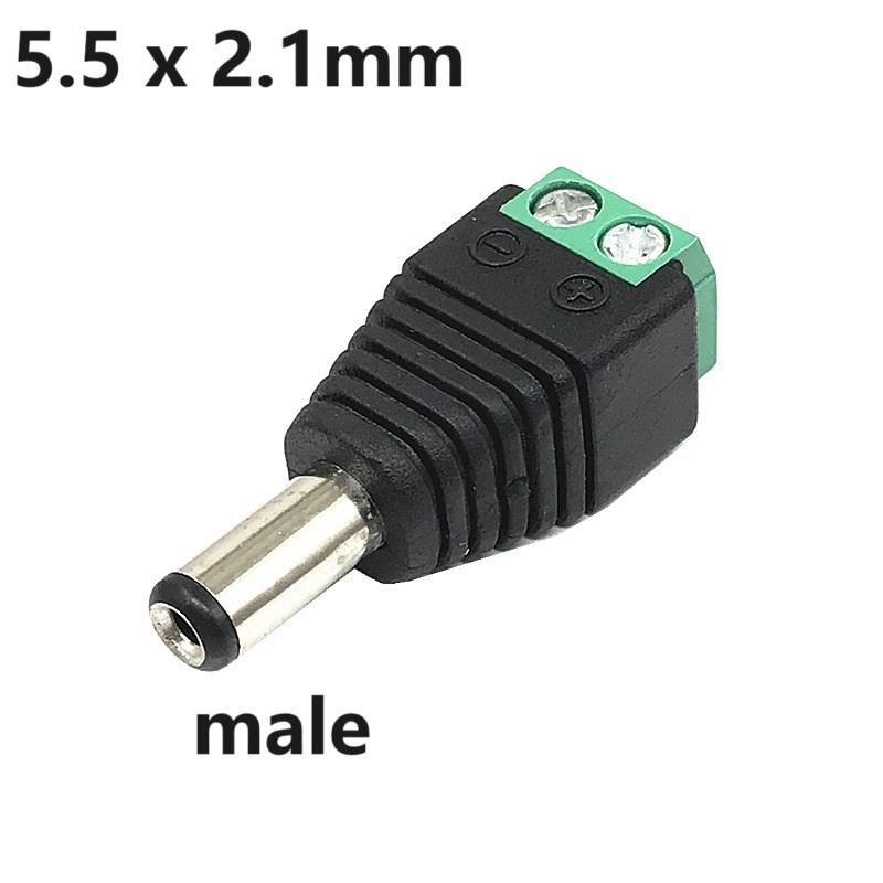 DC Connector Power Jack Plug Adapter CCTV Cameras 2.1mm x 5.5mm Female Male DC Power Plug Adapter Connector Male Plug Socket