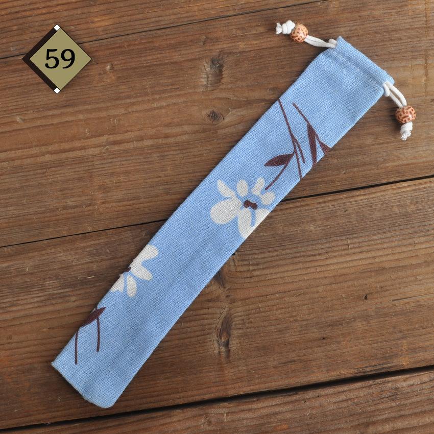 1pc Eco Friendly Canvas Drawstring Pouch Japanese Style for Chopsticks Spoon Straw Home Kitchen Travel Organizer