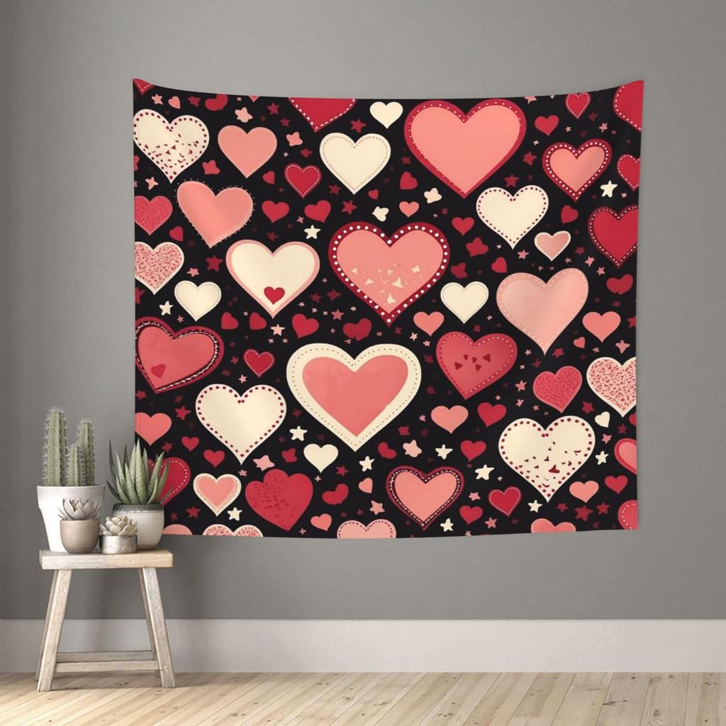 Red Love Heart Rose Flower Tapestry Romantic Sweetheart Tapestry Home Living Room Dorm Bedroom Aesthetics Decoration Tapestries