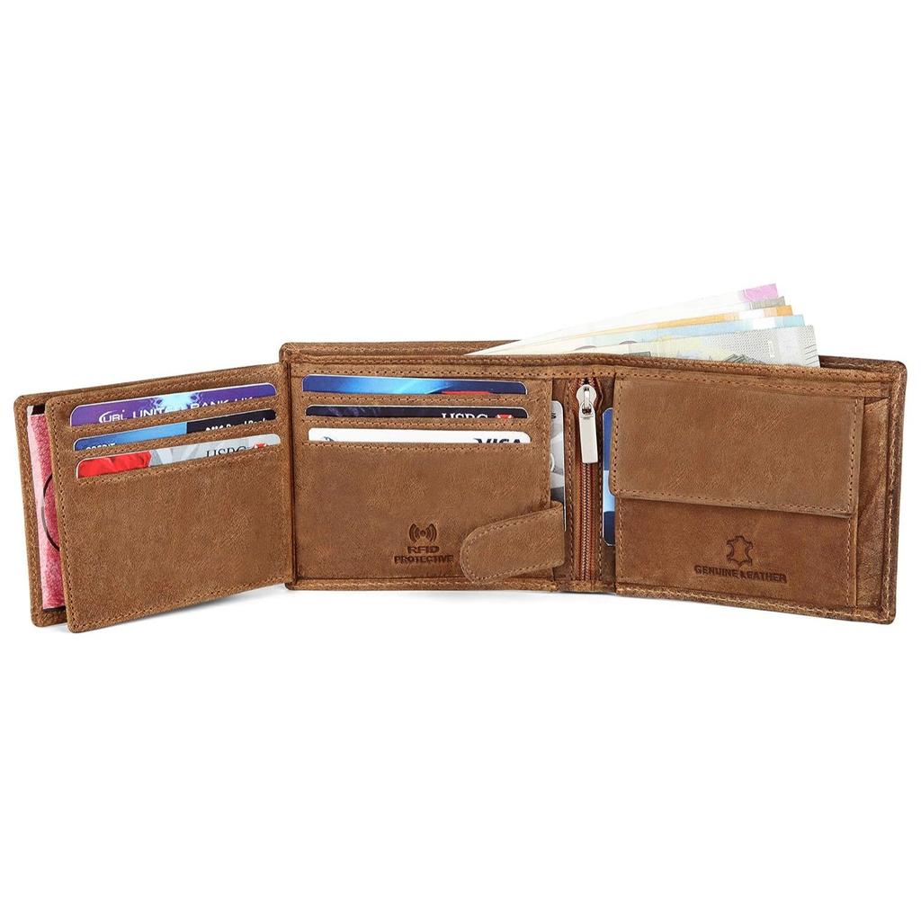 Cartera de cuero con protección RFID para hombres