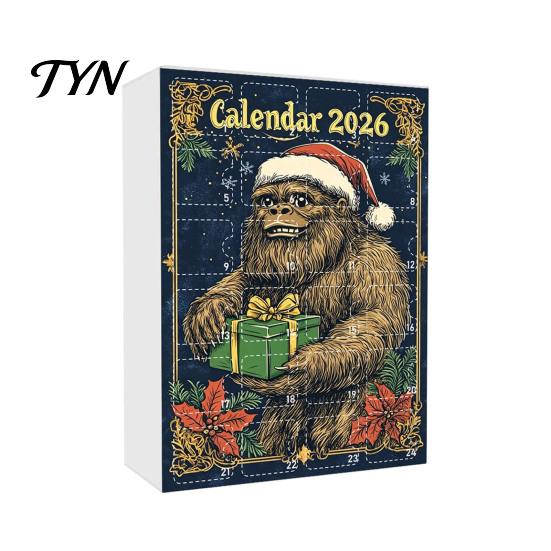 Sběratelské vánoční ozdoby Adventní kalendář, Série opic 24denní odpočítávací krabička s akrylovými přívěsky, Sváteční závěsy na stromek pro sváteční domov