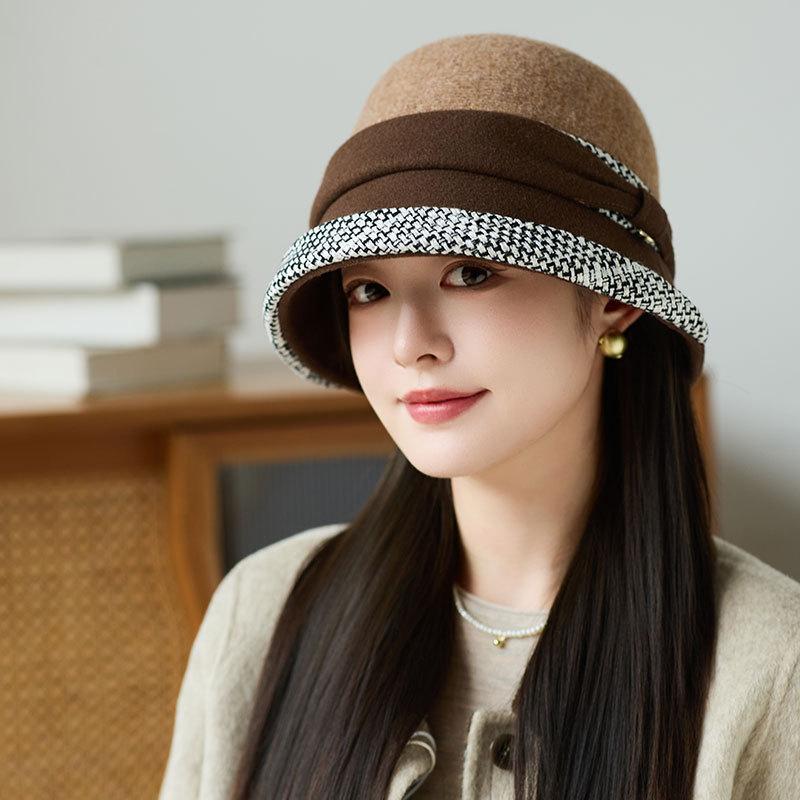 New Wool Retro Fashion Bucket Hat Autumn and Winter Women's Warm Fashion Basin Hat