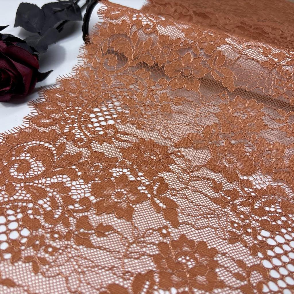 2.7m x 25cm Chantilly Lace, Non-stretch French Eyelash Lace Fabric for Sewing, Lingerie, Bra, Underwear, Dress, Garment, Crafting