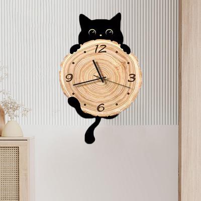 Kot Zegar Ścienny Ornament Dekoracyjny Duże Cyfry Arabskie Dekoracja Wisząca do Szkoły