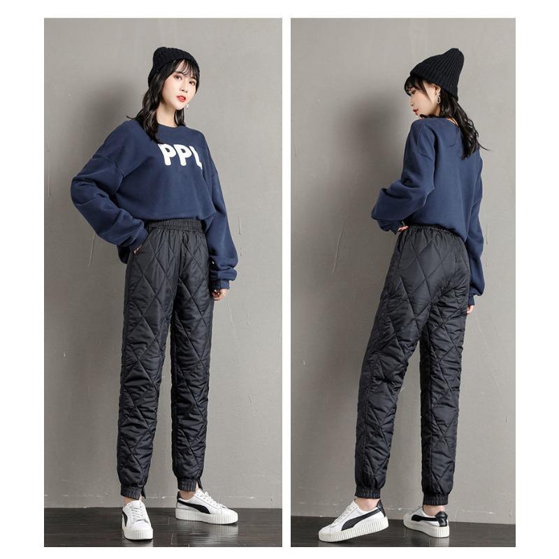 Damen Winter Warme Hose Mit Hoher Taille, Lässige, Lockere, Verdickte Daunen-Baumwollhose, Schlanke, Leichte, Einfache, Gerade Hose