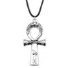 Ankh Cross Pendant Necklace Ancient Egyptian Symbol Gothic Jewelry With 45cm Leather Chain