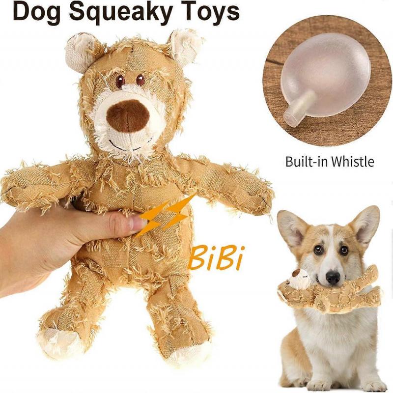 Plush Dog Teddy Bear, Plush Dog Squeak, Puppy & Small Dog Stuffed Dog Toys (Light Brown)