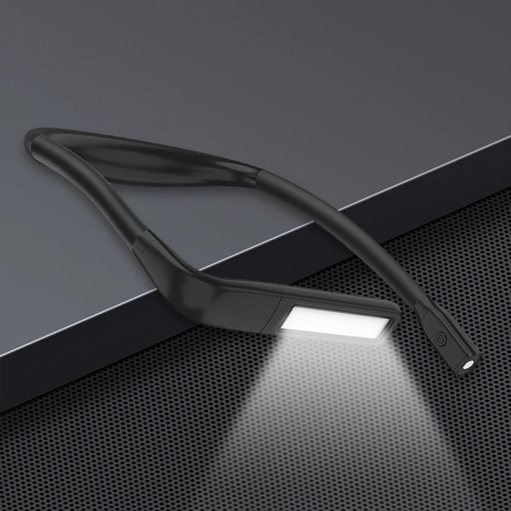 LED Desktop Reading Light USB Charging Hanging Neck Reading Light 3 Light Colors Dimmable for Running Walking Camping Studying