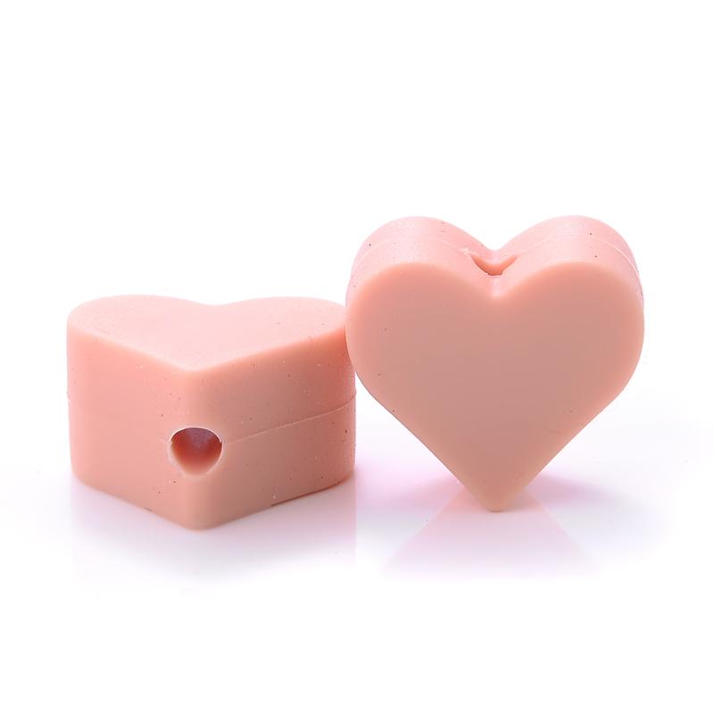 14mm 10Pcs/Lot Heart Shape Silicone Beads Baby Nursing Chewable Teething Beads Pacifier Teether DIY Necklace Accessories
