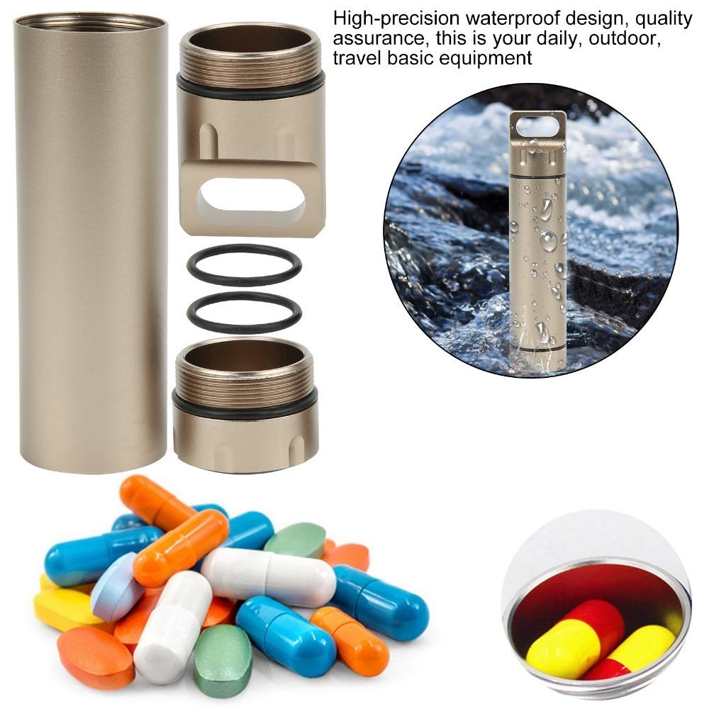 Aluminum Alloy Outdoor Survival Storage Container Waterproof Pill Container Outdoor Camping