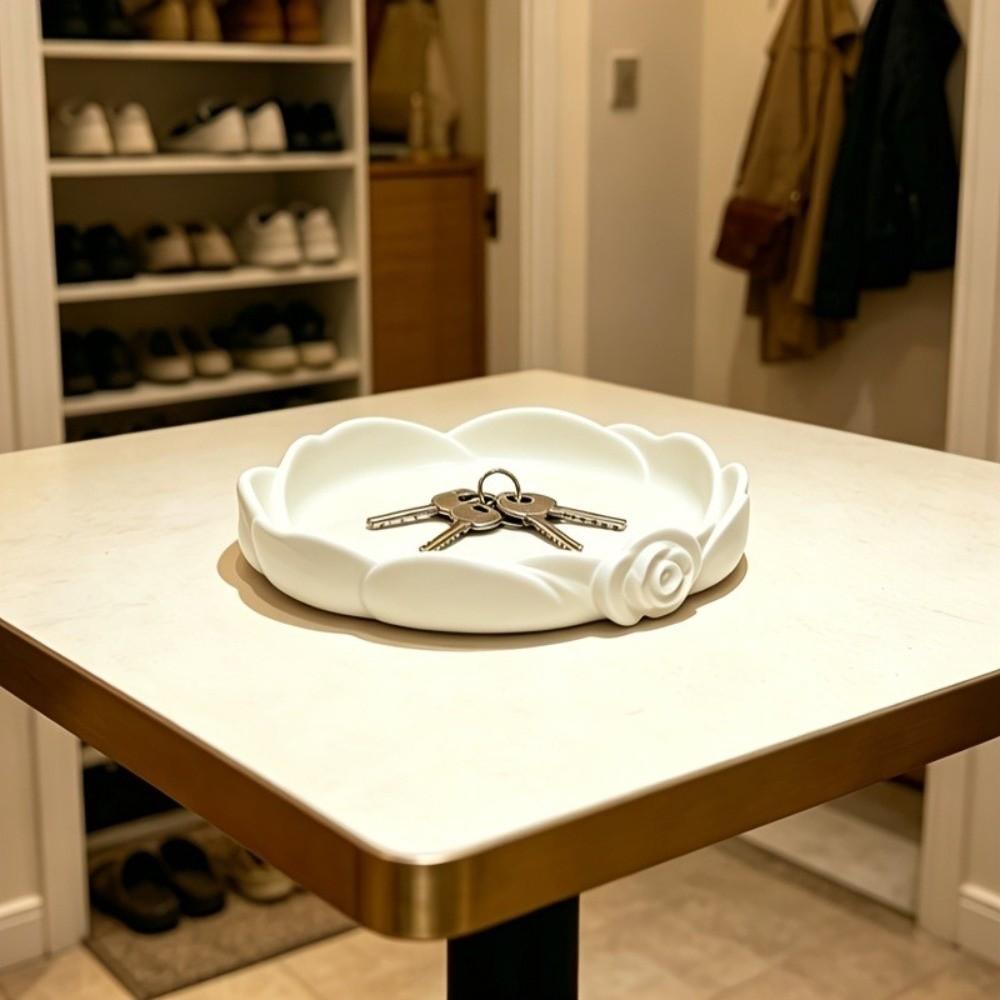 Non-Slip Base Minimalist Flower Key Dish Plastic Floral Decorative Holder  Vanity Tabletop