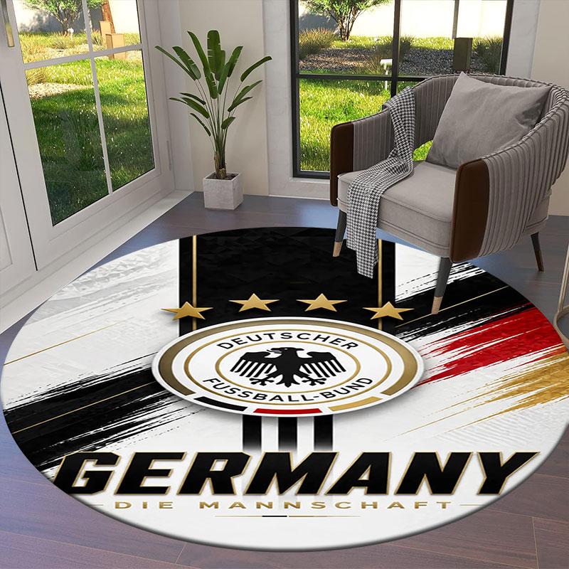 Germany National Football Team Round Area Rug,Carpet Rug for Living Room Bedroom Sofa Playroom Decor,Non-slip Floor Mat