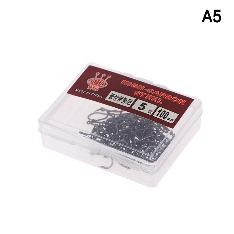 100Pcs/Box High Carbon Steel Fish Hook Durable High Strength Barbed Fishing Hooks With Ring For Carp Fishing Accessories