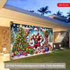 2D Christmas Garage Door Backdrop, Funny Buff Santa Holiday Background Cloth for Outdoor Decoration